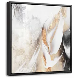 LEINWAND Bilder mit Rahmen - Luxus - Abstrakt - Gold - Weiß - 20x20