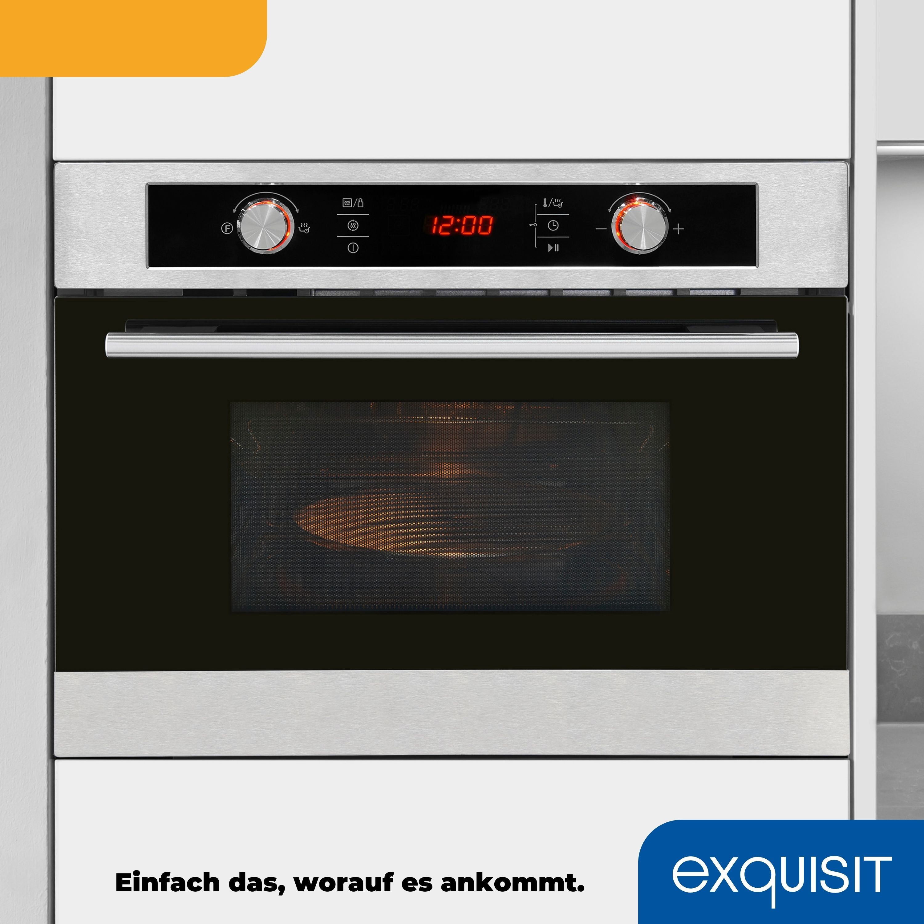 EXQUISIT Einbau-Mikrowelle "EBM 4544 Hi", schwarz, inox, Mikrowellen, Egal ob Pizza, Gemüse oder Fleisch-perfekte Ergebnisse auf Knopfdruck, Einbau-Mikrowelle