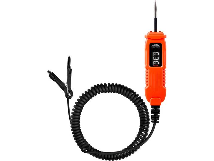 VEVOR Testeur de Circuit Automobile 3-72 V DC\, Testeur de Tension et Polarité\, avec Écran LED et Éclairage\, Sonde de Test avec Câble 3\,5 m\, pour Vérifier Fusibles Interrupteurs Câblage\, Atelier