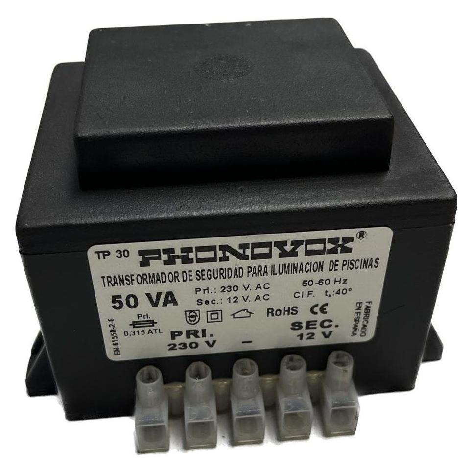 Phonovox Sicherheitstransformator für Schwimmbadbeleuchtung 50 VA 12 V Schwarz (45341865)