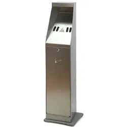 Standascher, Säulen-Standascher freistehend Edelstahl Edelstahl, verschließbar