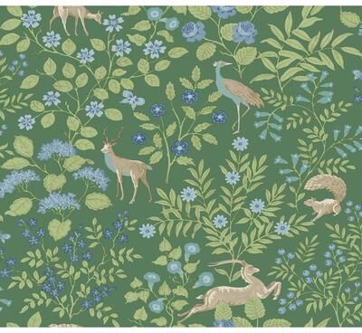 Erin & Ben Co. Erin & Ben Meadow Green Woodland Floral Peel and Stick Wallpaper
