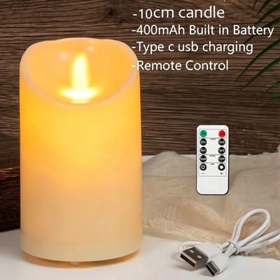 Uplift Treasures USB C Rechargeable LED Pillar Candle With Remote And Timer 10cm