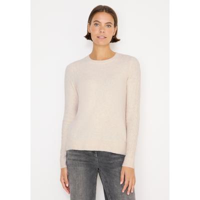 Strickpullover CECIL, Damen, Gr. XL (44), beige (oat milk beige melange), Stoff, 37% Baumwolle, 34% Polyacryl, 26% Polyester, 3% Elasthan, unifarben, comfort fit normal, Rundhals, Bündchen, Pullover Strickpullover, mit Strick-Detail