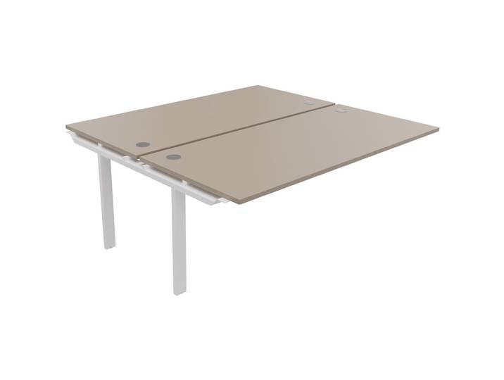Module suivant 2 postes E-link - L.180 x P.163 cm - Plateau Argile - Pieds Blanc