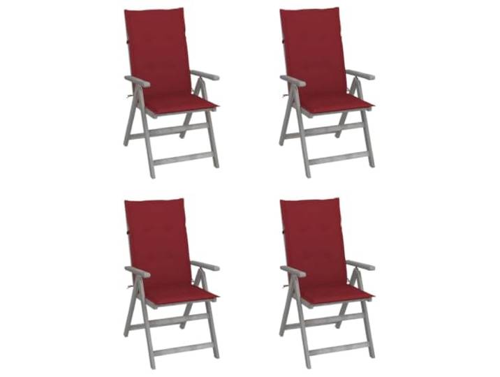 HEFZGDB Grauer Outdoor-Armlehnstuhl aus massivem Akazienholz mit 5-Fach Verstellbarer Rückenlehne und Komfort-Auflage für Garten, Terrasse und Balkon, langlebiger Hochlehner bis 110