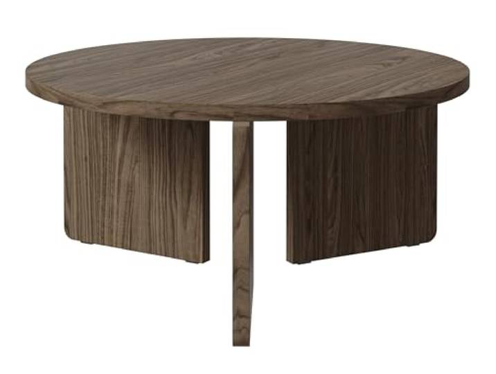 Selsey Couchtisch Wohnzimmertisch Beistelltisch Kaffeetisch Rund 85 cm Sofatisch Wisconsin Walnuss Preffines