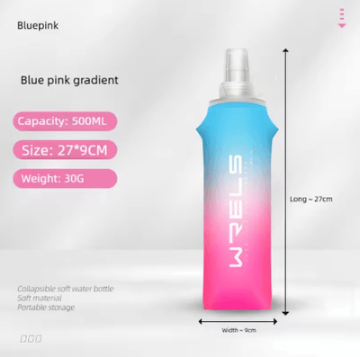 Inspire Picks TPU Folding Soft Flask High Flow Portable Sports Water Bottle For Running Hiking And Cycling 500ml Blue Red
