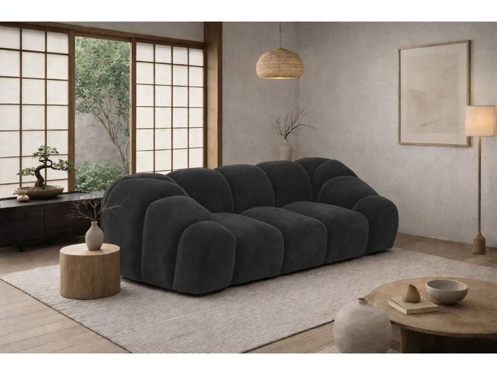 Kaiser Möbel Sofa 2-Sitzer modular für Wohnzimmer, Samtstoff Bluvel, CROISSANT, Einzelsofa, modulares System,hochwertiger Samtstoff
