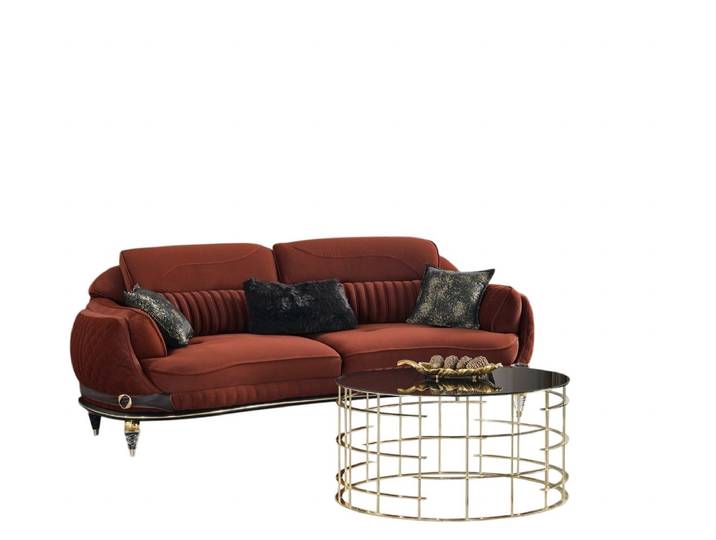 JVmoebel 3-Sitzer Terrakota Polstersofa in Orange mit modernem Design, 1 Teile, Made in Europe