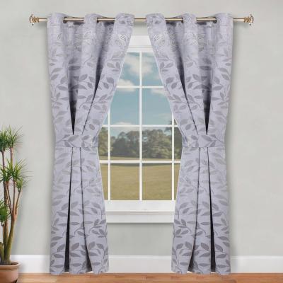 Superior Leaves Botanical Room Darkening Grommet Curtain Panels with Tie Backs Set of 2