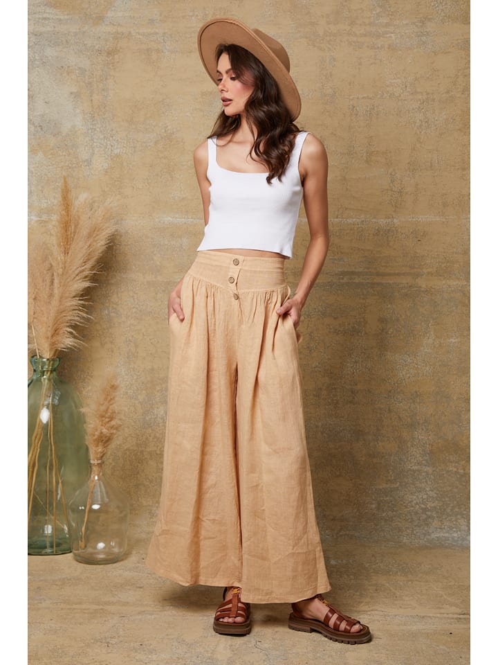 La Compagnie Du Lin Leinen-Hose "Kendra" in Beige - S