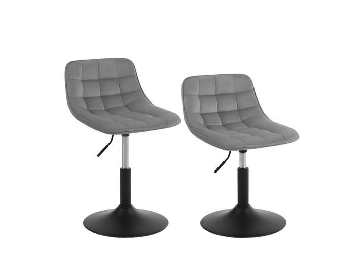 Woltu Barhocker (2 St), 360° Schwenken Samt Sitz 38-49.5cm Hoch hellgrau
