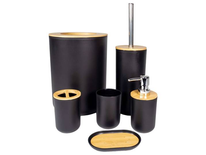 BADEZIMMER ZUBEHÖR SET (6-tlg.) mit Zahnputzbecher Seifenschale Seifenspender Toilettenbürste