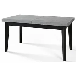 RECHTECKIGER Esszimmertisch SKANDI, ausziehbarer Tisch, Größe: 160-210X90X78 cm, Wohnzimmertisch Farbe: ATELIER, mit Holzbeinen in Farbe Schwarz