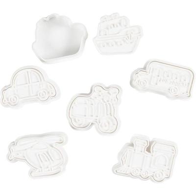 Creativ Company Ausstecher mit Stempelgriff, Transport, Größe 3,5-5,5 cm, Weiß, 6 Stk
