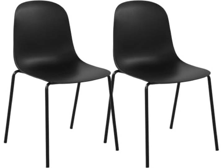 CLP 2er Set Stapelstuhl Hardin, mit ergonomischer Kunststoffschale und stabilem Metallgestell, geeignet für Esszimmer, Konferenzraum und Küche Farbe schwarz