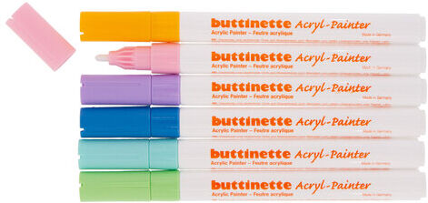 buttinette Acryl-Painter "Pastell", Stärke: 2 mm, 6 Stifte