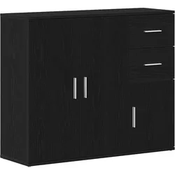vidaXL Sideboard Schwarz Eichen-Optik 91x29,5x75 cm Holzwerkstoff