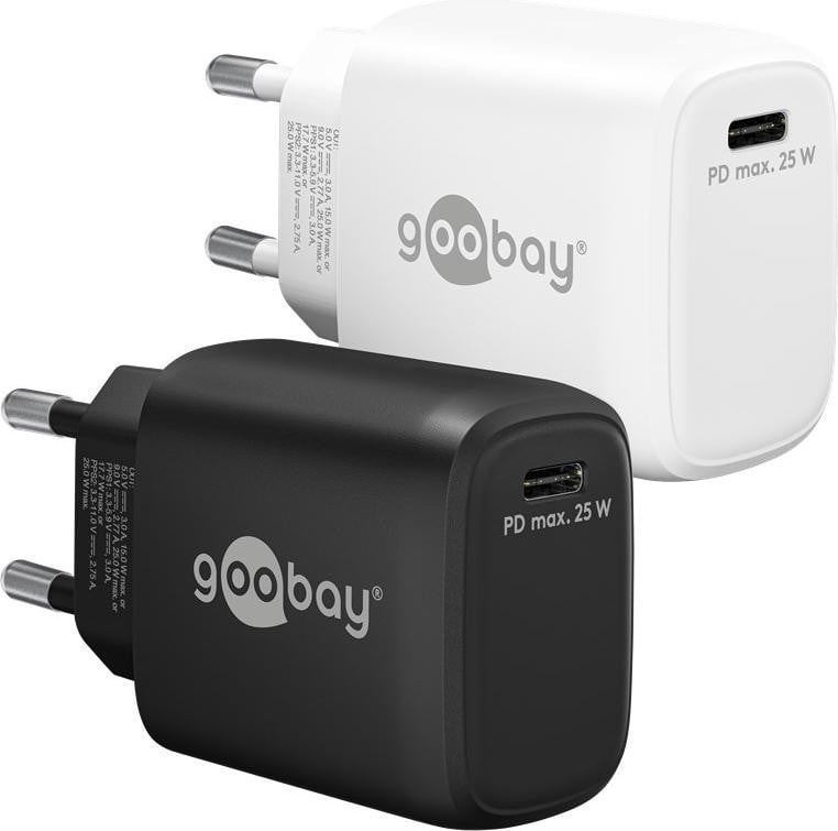 Goobay 65368 USB-C PD GaN snellader 25 W, wit - 1x USB-C aansluiting