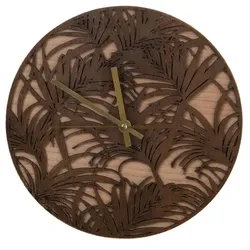 Palmenuhr - Braun Rund Holz Amadeus 4.5x cm