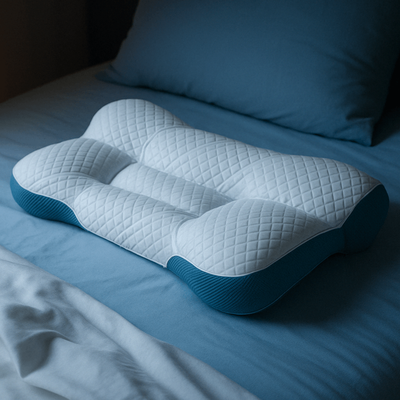 StayWell Ergonomic Goose Down Pillow With Cervical Neck Support Blue