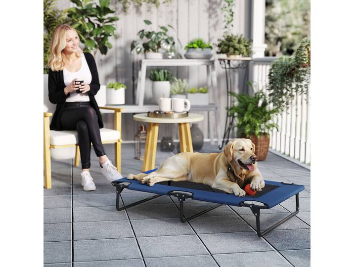 PawHut Lit Surélevé Pliable pour Chiens 107x61x20cm Bleu