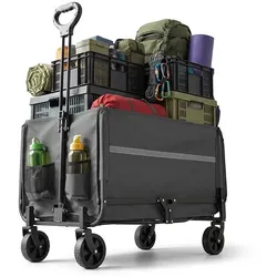 Relaxdays Faltbarer Bollerwagen mit Heckklappe Grau,Schwarz