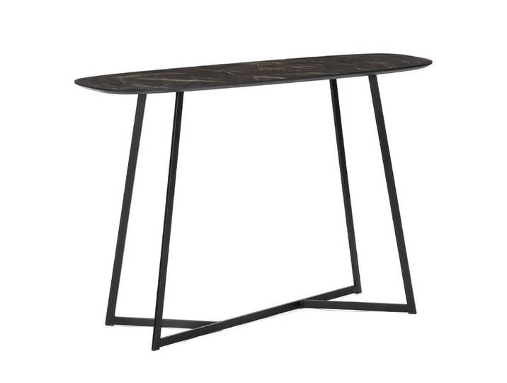 LebensWohnArt Konsolentisch Design Konsole TURIN 120cm dunkel Marmor-Optik Metallgestell