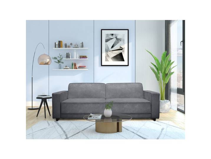 Allie - Canapé-lit 3 Places En Velours Anthracite