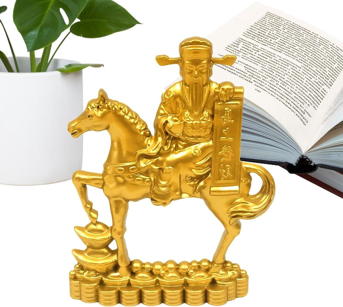 Silvester Paardenbeeldje voor op tafel - Goudkleurige afwerking - 10 x 7 cm
