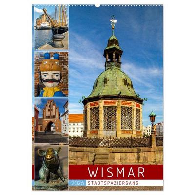 Wismar - Stadtspaziergang (Wandkalender 2026 DIN A2 hoch), CALVENDO Monatskalender