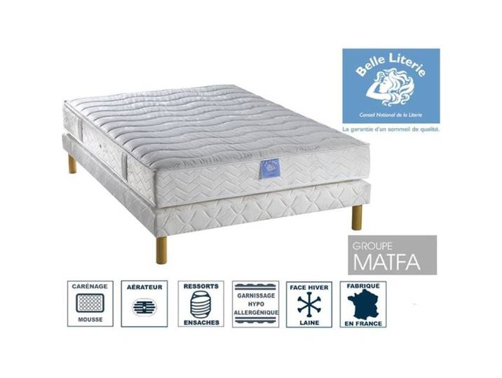 Ensemble matelas Passion BELLE LITERIE 120x190 + sommier tapissier + jeu de 4 pieds offerts