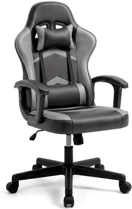 duehome Silla gaming reclinable y con altura ajustable 116-125 cm Raptor - Negro - Gris