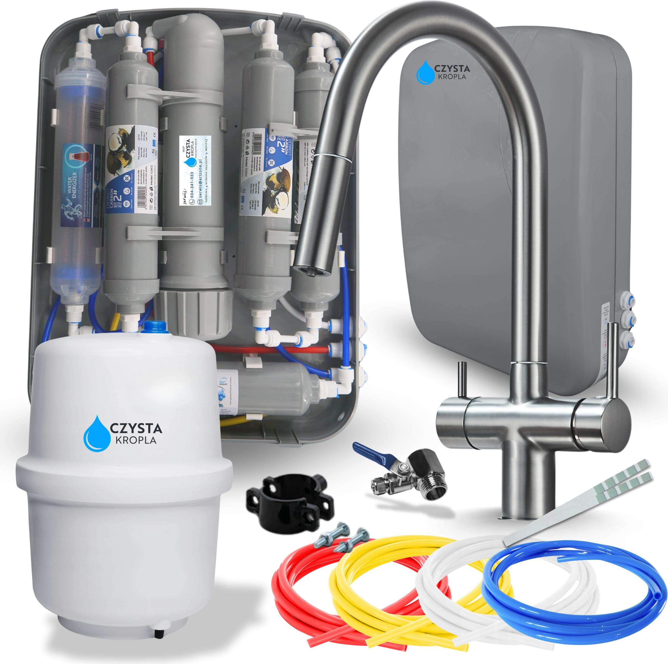 Wasserfilter Set RO7 Slim mit 3-Wege Küchenarmatur ARI Slender Grafit, 7-stufige Filtration, Umkehrosmose