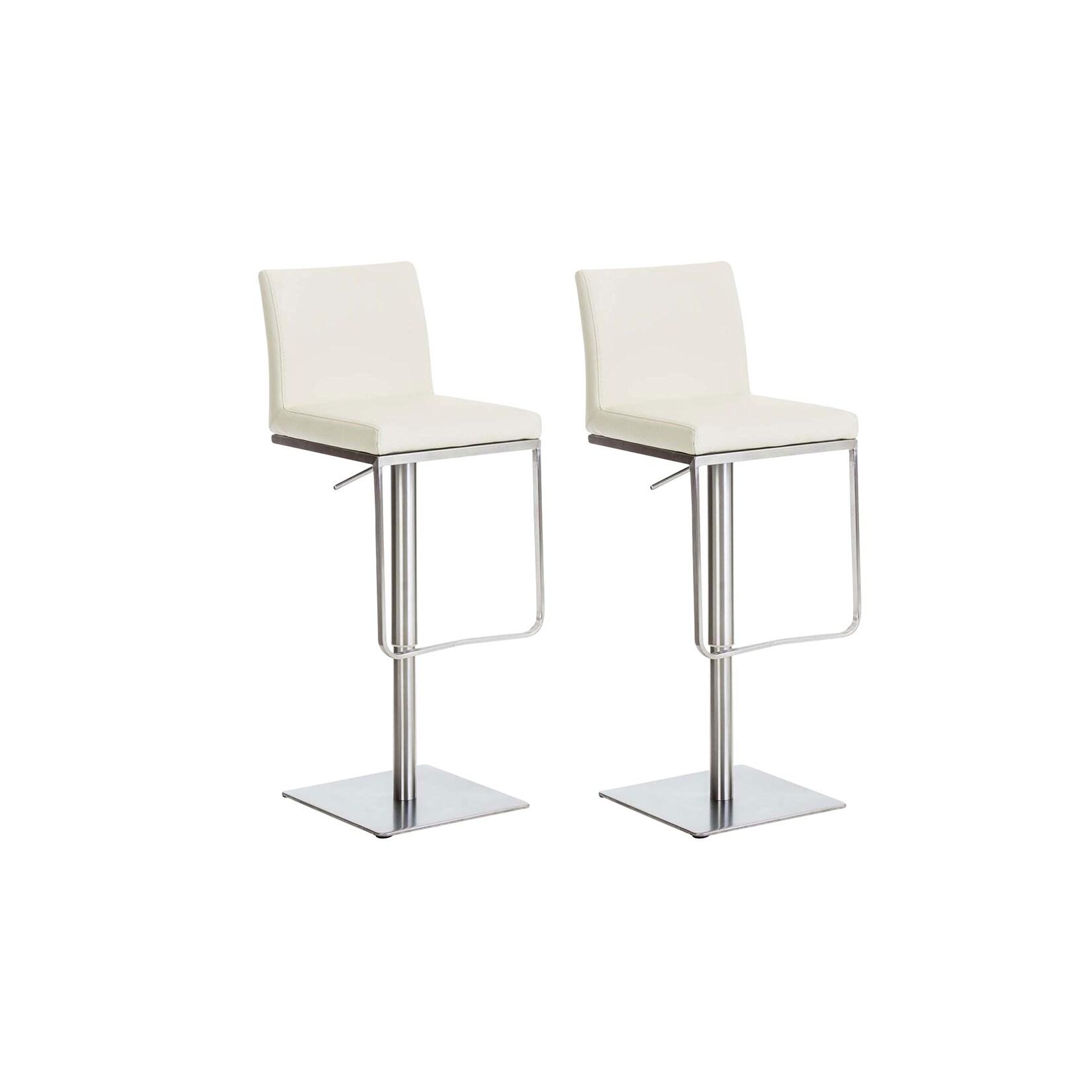 CLP 2er Set Barhocker Panama E Kunstleder - Farbe: creme, Gestellfarbe: edelstahl