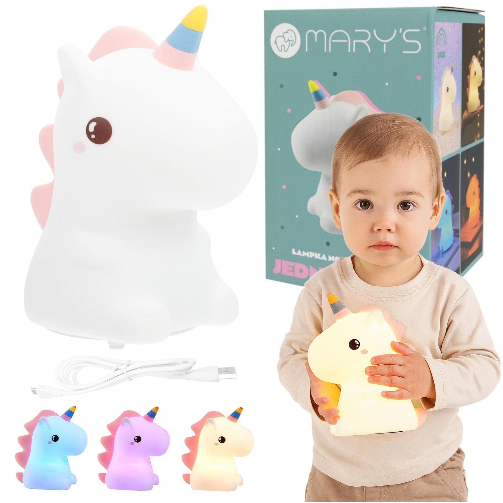 Eco Light Draadloze LED-nachtlamp voor kinderen met RGB-verlichting en USB-aansluiting