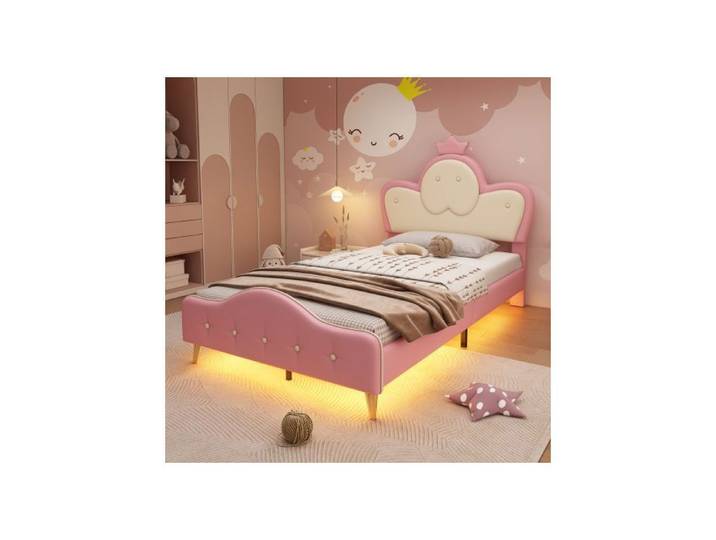 Lit - 90x200- Rose - enfant - MDF