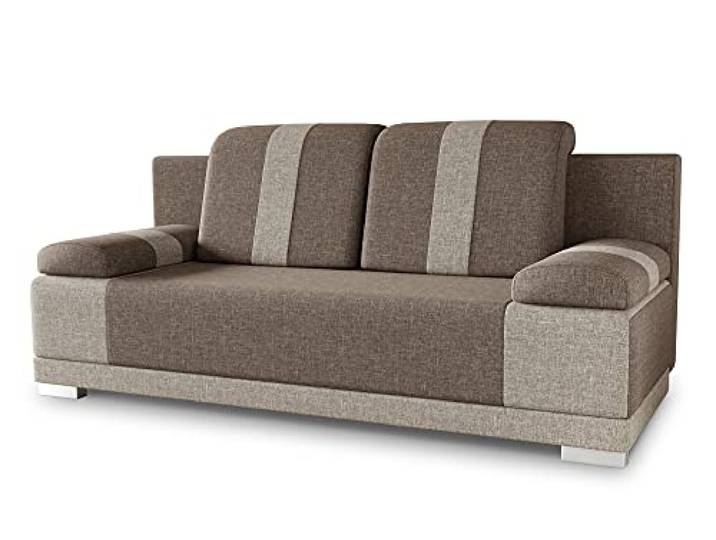 Sofnet - Schlafsofa Imola mit Bettkasten (Beige, Sawana 02 + 27) Bettsofa mit Bettkasten, Bettfunktion, Couch, Bettsofa, Polstersofa, Klappsofa, Sofagarnitur, Stoffbezug