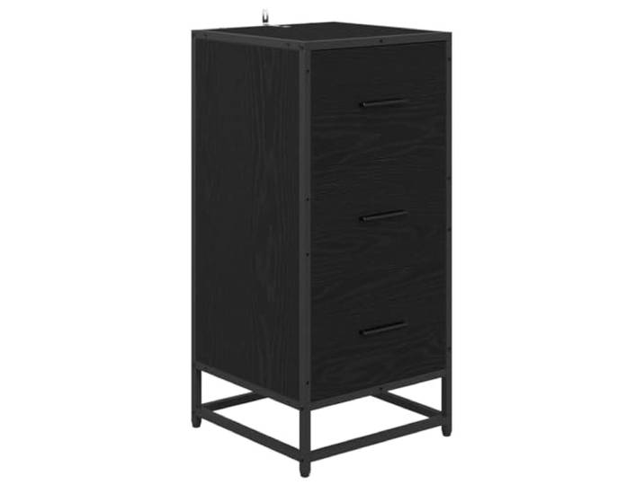KPOTUERTU Sideboard Schwarz Eichen-Optik 35,5 x 35 x 76 cm Holzwerkstoff Holzwerkstoff, rechteckige Form, klare Linien, Stauraum für Geschirr, Bücher, Elektronik, nur Innenbereich