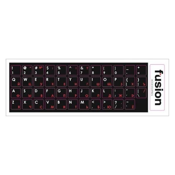 Fusion "Laminated Stickers RU / ENG" Black/Red (FUS-UZ-RE-RED)