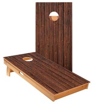 Skip's Garage Rustic Dark Wood Cornhole Boards