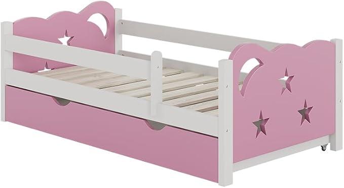 Kinderbett Jessica, Rosa, 70x140 cm | mit Schublade, ohne Matratze, ausziehbar als Jugendbett, kombinierbar mit Jessica-Serie