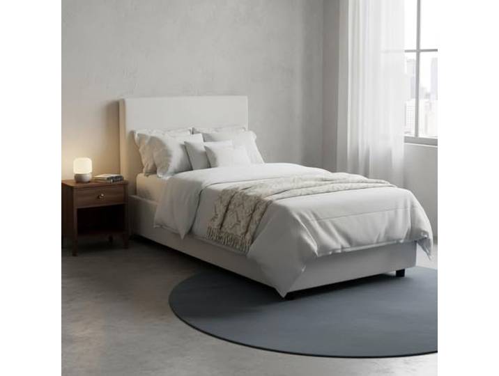 Talamo Italia - Einzelbett Christine, Bettkasten mit Kunstlederbezug, 100 % Made in Italy, Öffnung vorne, geeignet für Matratzen 90 x 200 cm, Weiß
