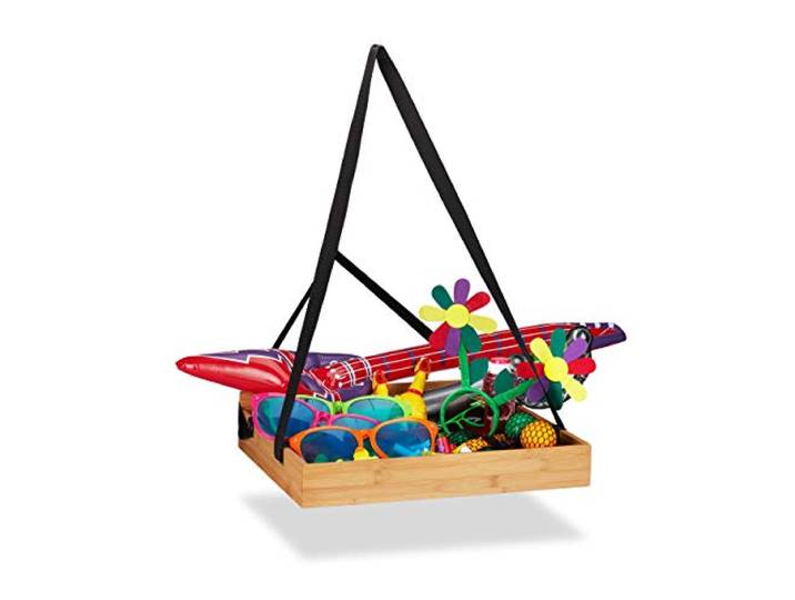Relaxdays Bac en Bambou\, Enterrement de Vie de célibataire\, Accessoire de fête\, 2 Sangles\, 50x40 cm\, Nature
