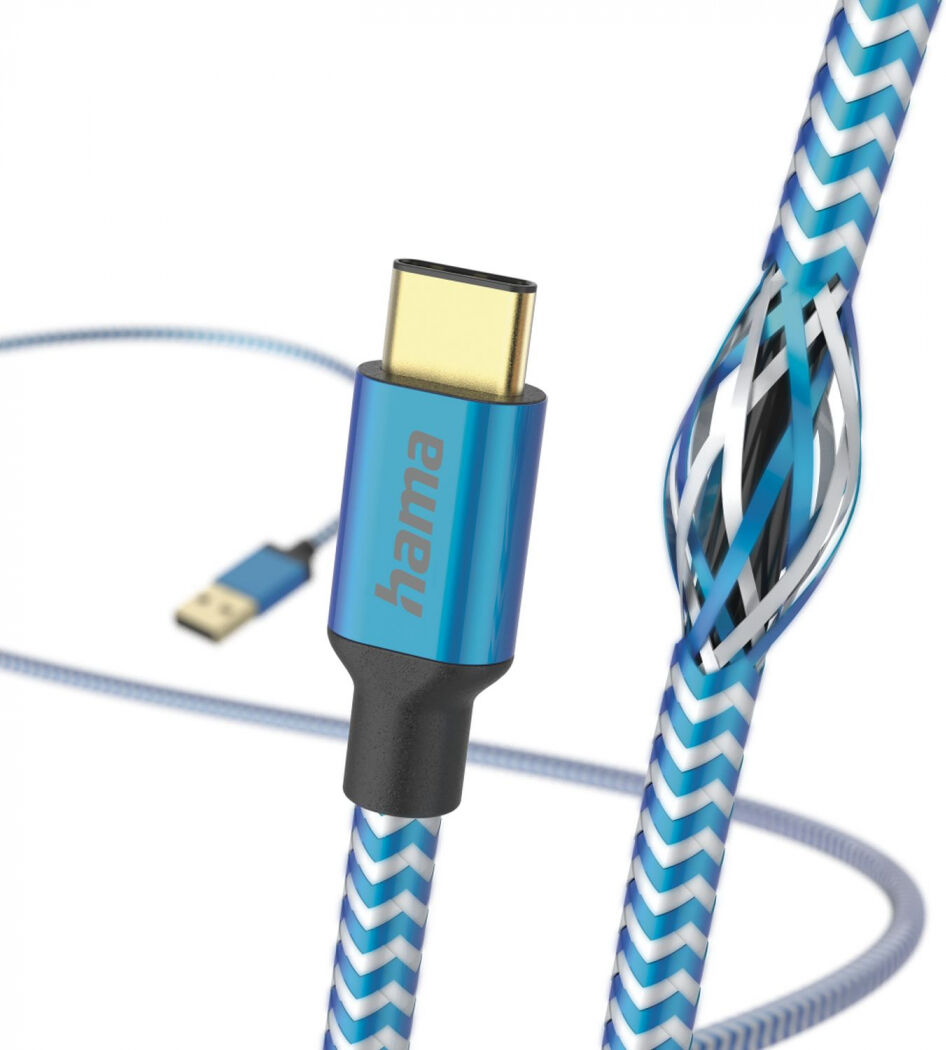 Hama 201558 Ladekabel Reflective USB-A zu USB-C Nylon 1,5m blau