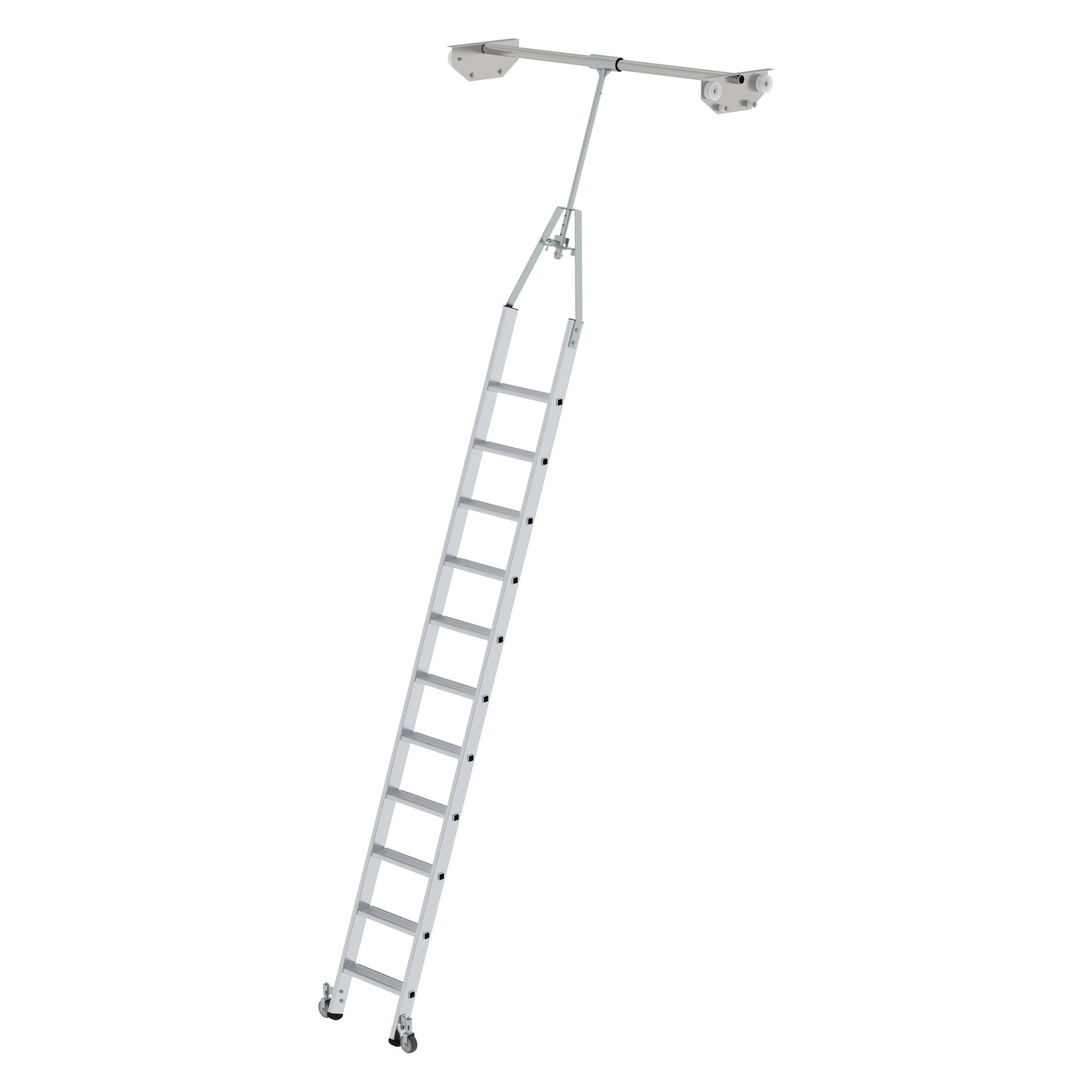 Munk Stufen Regalleiter drehbar für Doppelregal 11 Stufen (Regalleiter, 303 cm) (044511)