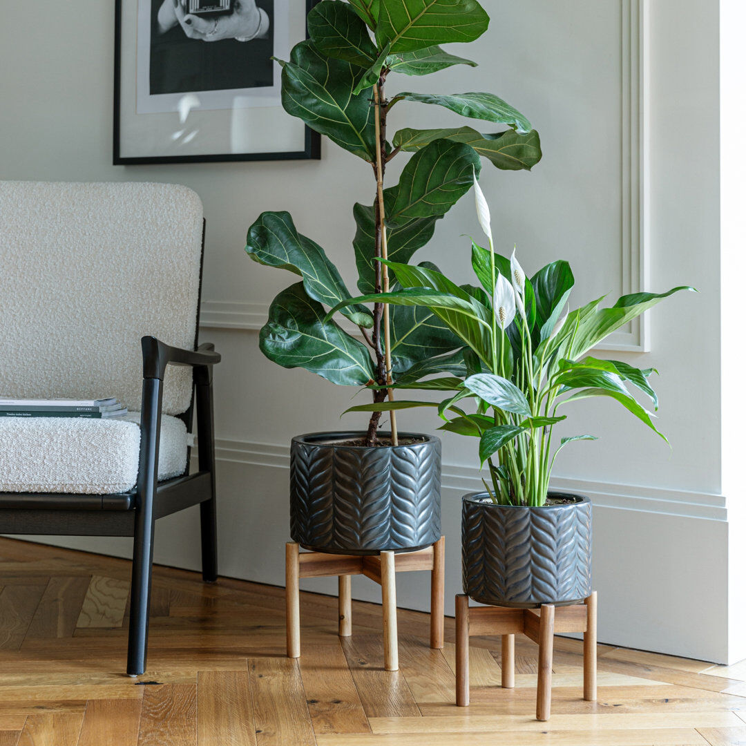 Ivyline Aspen Chevron Planter Grey 34cm H x 22cm W x22cm D