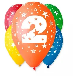 Set mit 5 bunten Ballons mit der Nummer 2