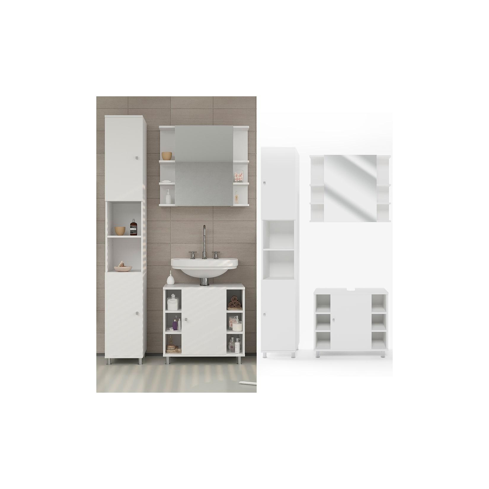 Vicco Badmöbel Set Fynn Badezimmer Spiegel Kommode Unterschrank Bad Weiß